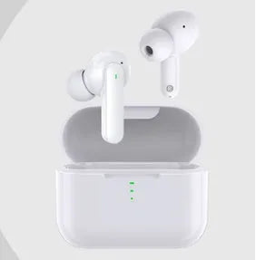 QCY T13 black and white wireless Bluetooth in-ear headphones with magnetic charging case.