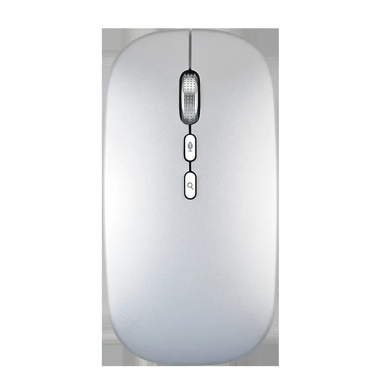 Silver intelligent voice mouse with voice typing and translation, wireless charging, 2.4GHz, 1600 DPI