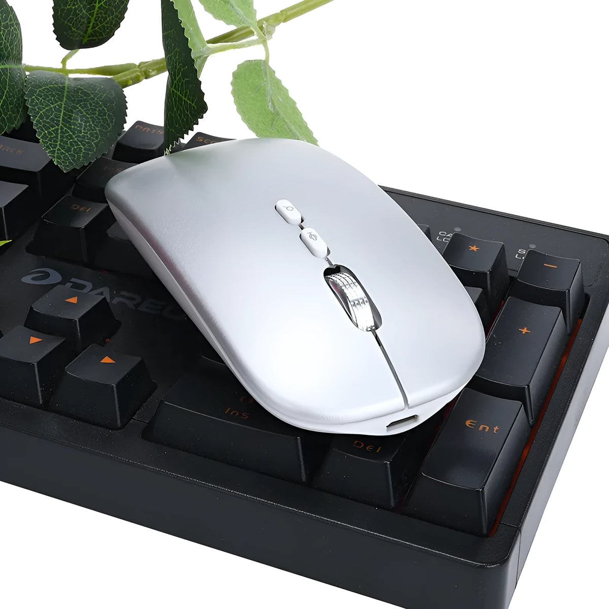 Silver intelligent voice mouse with voice typing and translation, wireless charging, 2.4GHz, 1600 DPI