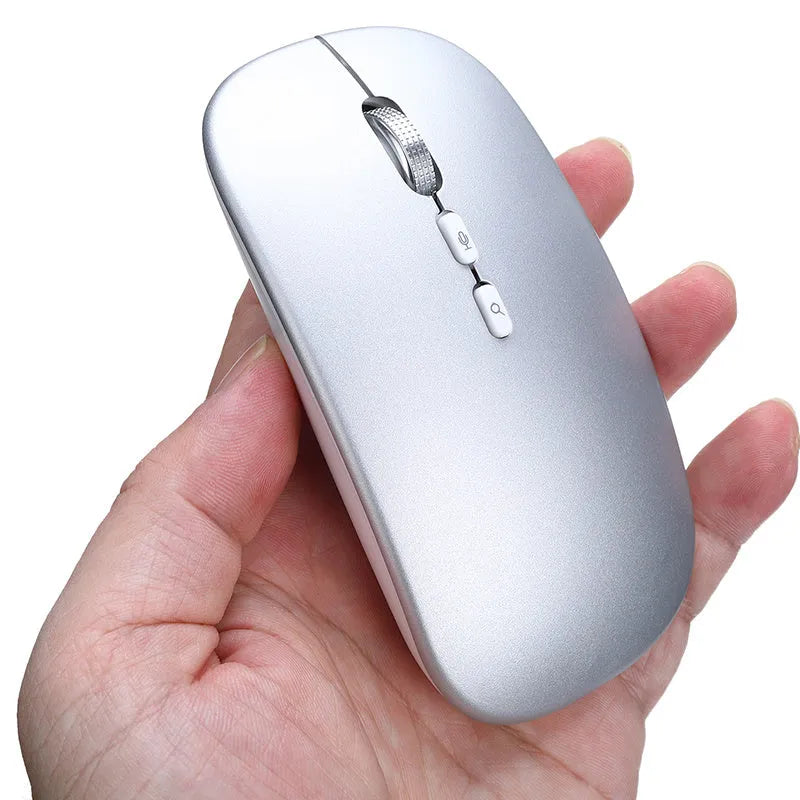 Silver intelligent voice mouse with voice typing and translation, wireless charging, 2.4GHz, 1600 DPI