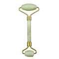 Natural green Jiayu stone double-head jade roller massager with geometric shape