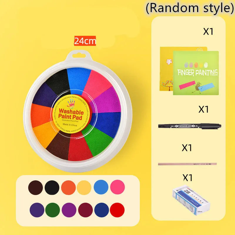 16cm non-toxic finger print mud inkpad kit with picture albums for children's educational crafts