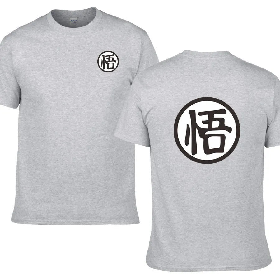 Casual men cotton T-shirt with anime print, straight fit, round neck, three-quarter sleeves, available in multiple colours