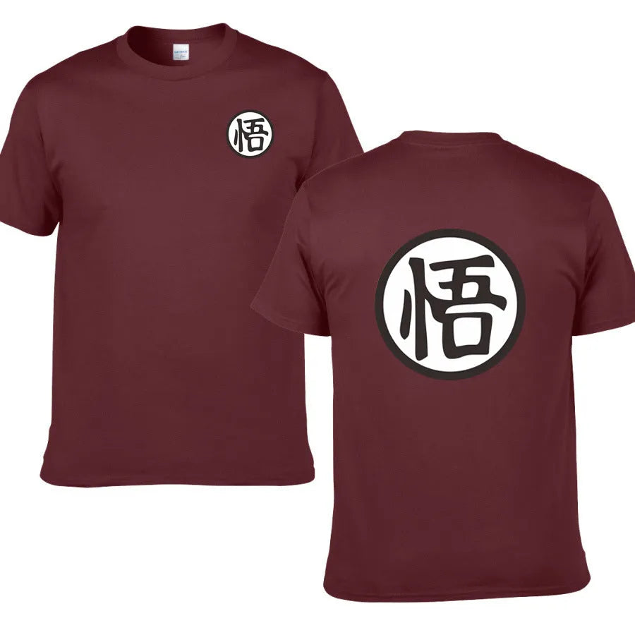 Casual men cotton T-shirt with anime print, straight fit, round neck, three-quarter sleeves, available in multiple colours