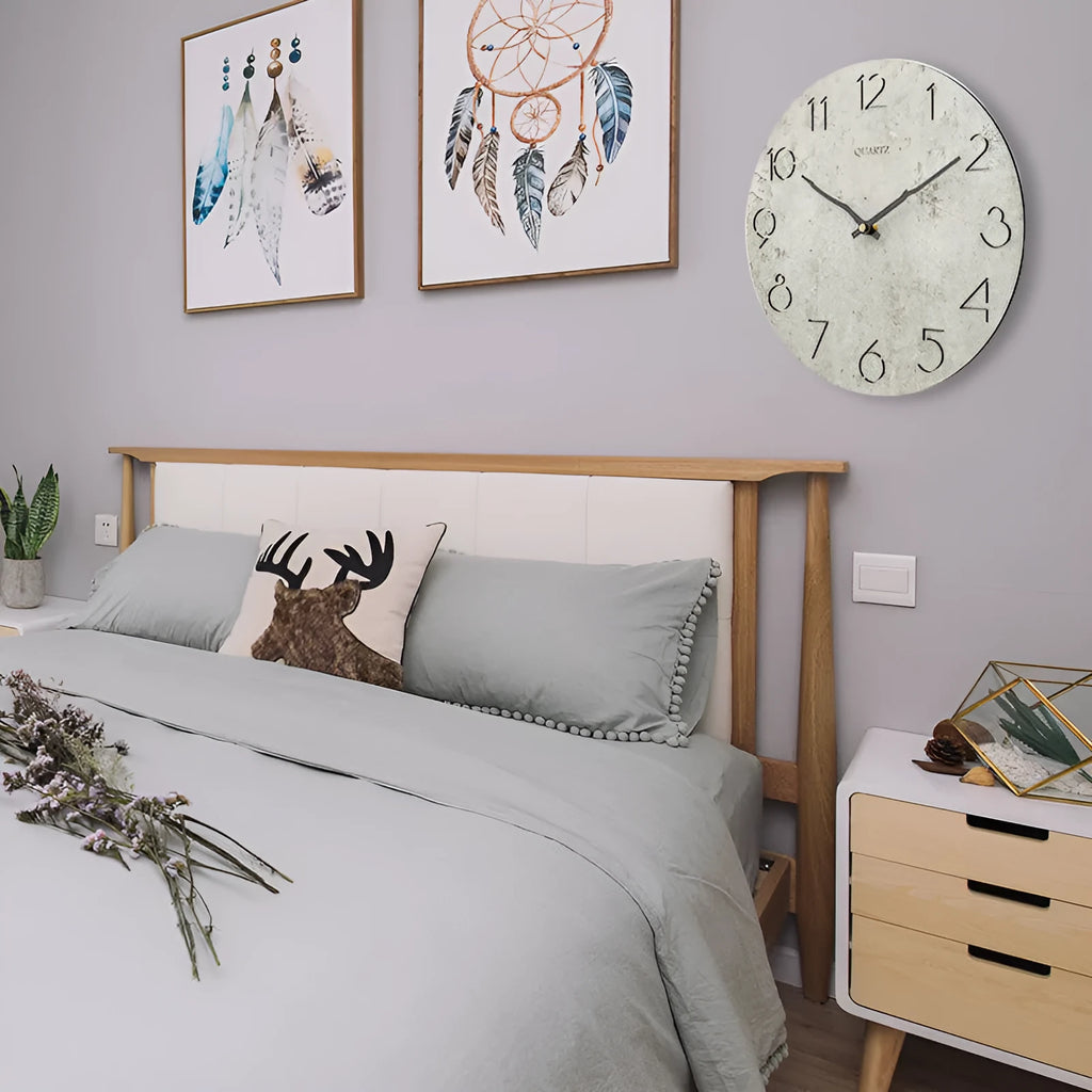 Grey European-style modern wall clock for living room decor