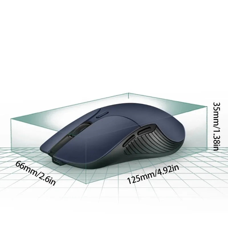 Smart Voice Mouse 2.4G rechargeable wireless translator mouse in blue with voice control button, 66x125x35mm size