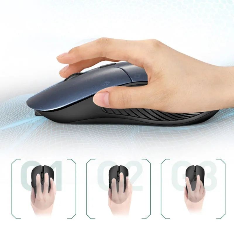 Smart Voice Mouse 2.4G rechargeable wireless translator mouse in blue with voice control button, 66x125x35mm size