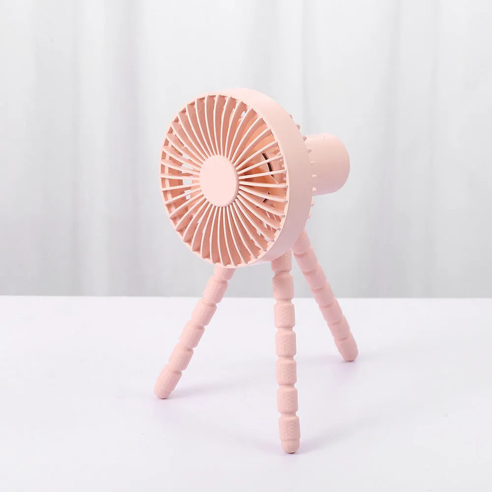 Black USB desktop fan with flexible octopus tripod legs and adjustable bending head