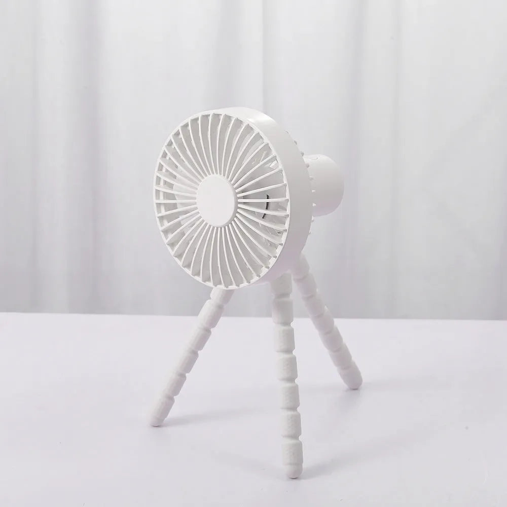 Black USB desktop fan with flexible octopus tripod legs and adjustable bending head