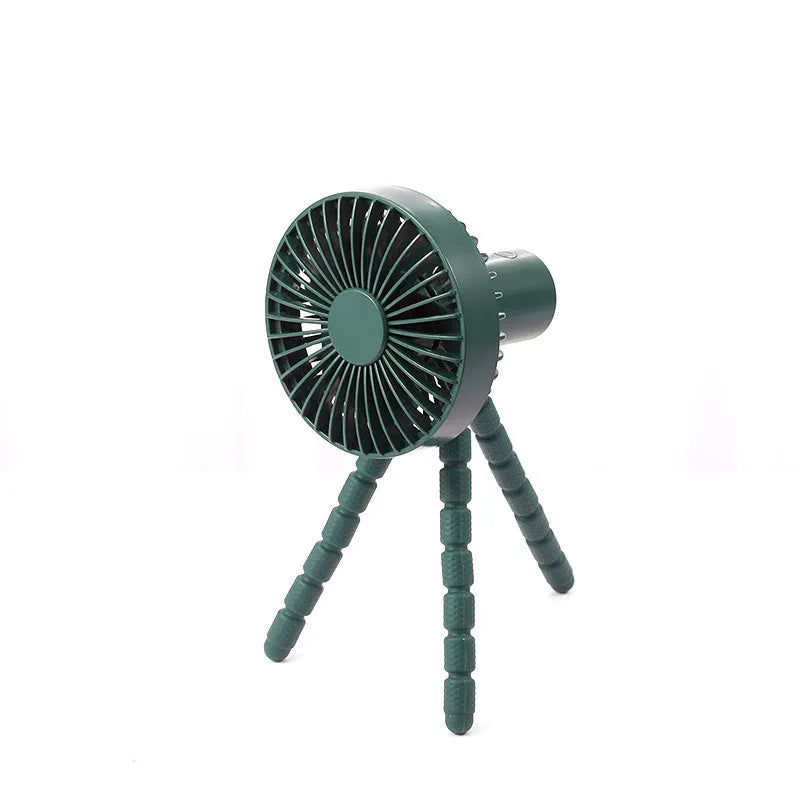 Black USB desktop fan with flexible octopus tripod legs and adjustable bending head