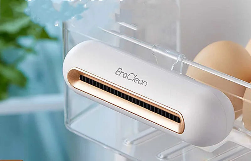 Rose gold USB-powered refrigerator deodorant steriliser with activated carbon, push-button control