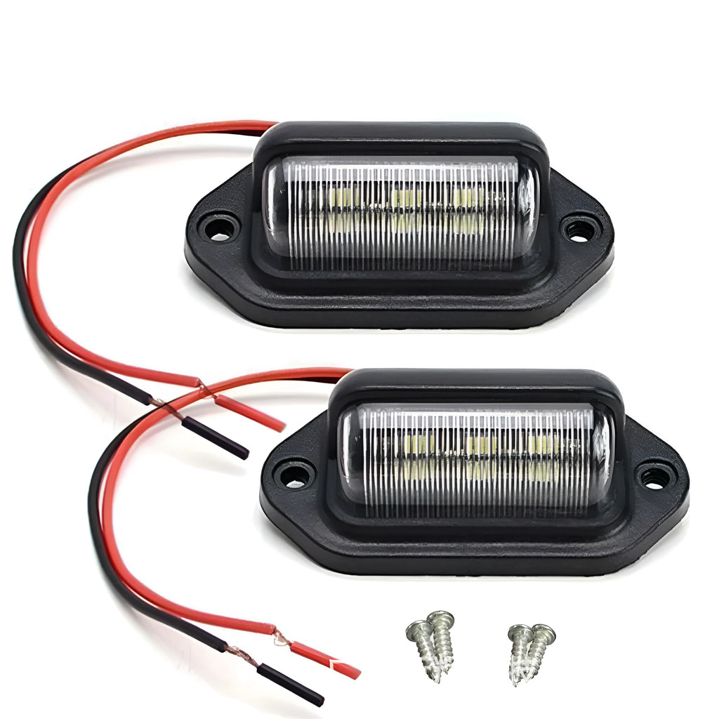 6LED Truck License Plate Light for Car Truck Bus Trailer 12-24V 0.3A 1.8W 2835 SMD 6500K Black Tail Light Side Light Long Life 50000 Hours