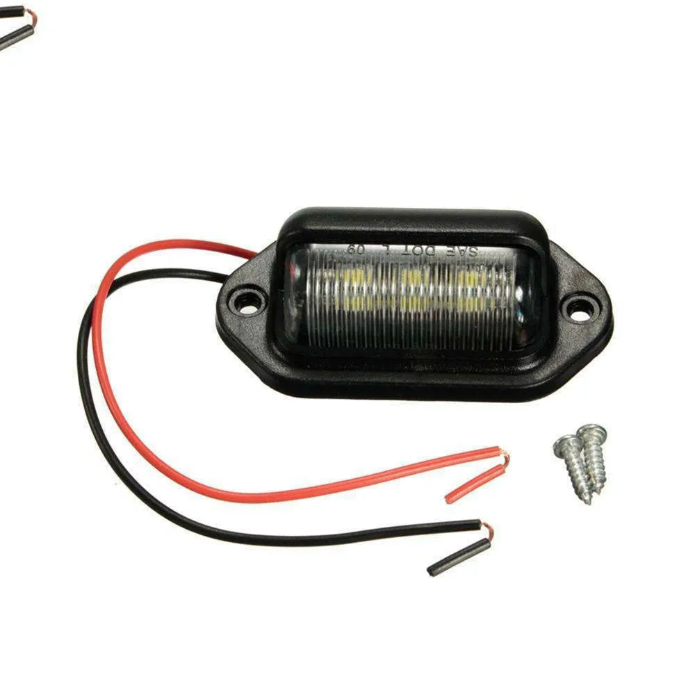 6LED Truck License Plate Light for Car Truck Bus Trailer 12-24V 0.3A 1.8W 2835 SMD 6500K Black Tail Light Side Light Long Life 50000 Hours