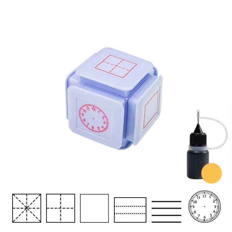 Six-sided Tianzi grid seal stamp with photosensitive quick-drying ink in multiple colour variations