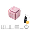 Six-sided Tianzi grid seal stamp with photosensitive quick-drying ink in multiple colour variations
