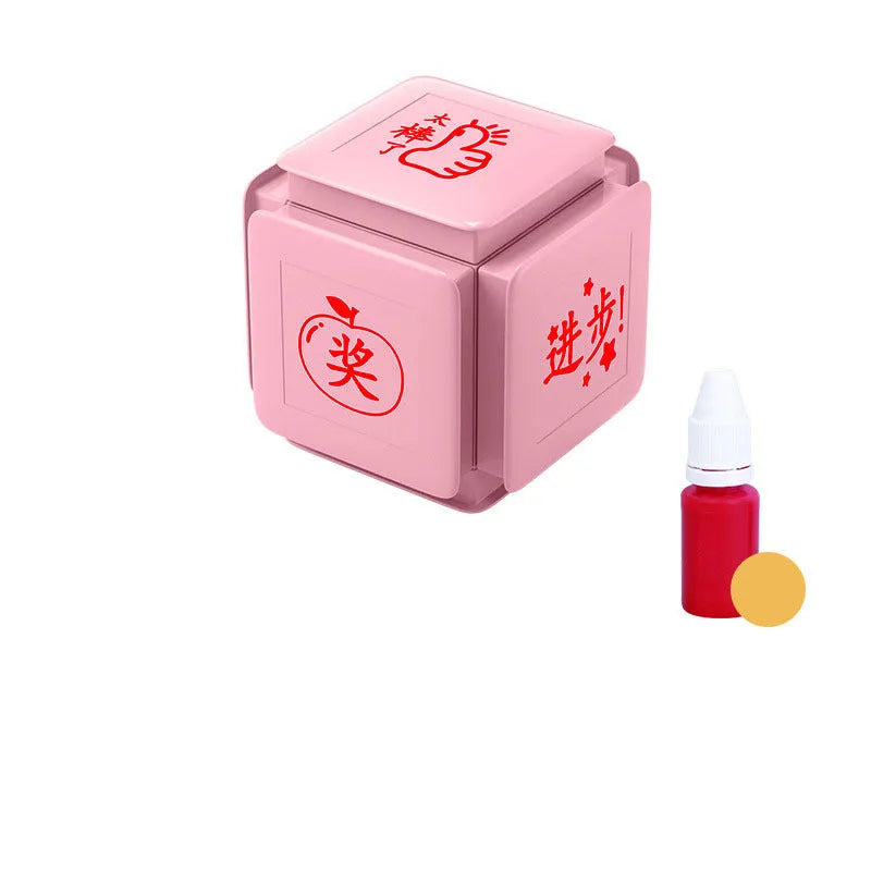Six-sided Tianzi grid seal stamp with photosensitive quick-drying ink in multiple colour variations