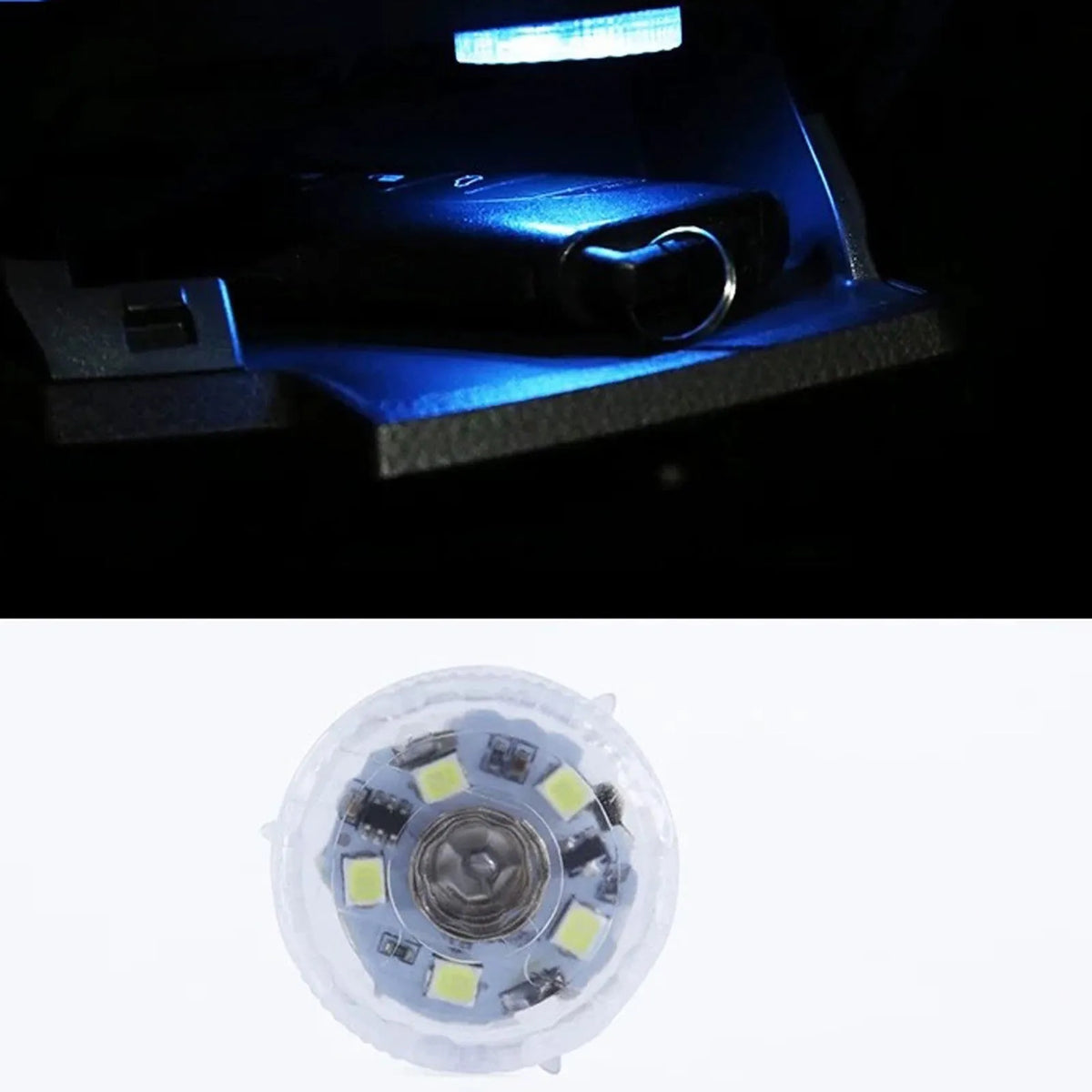Car interior touch atmosphere light with PCB, showing white, ice blue, purple colour options for cabin use.