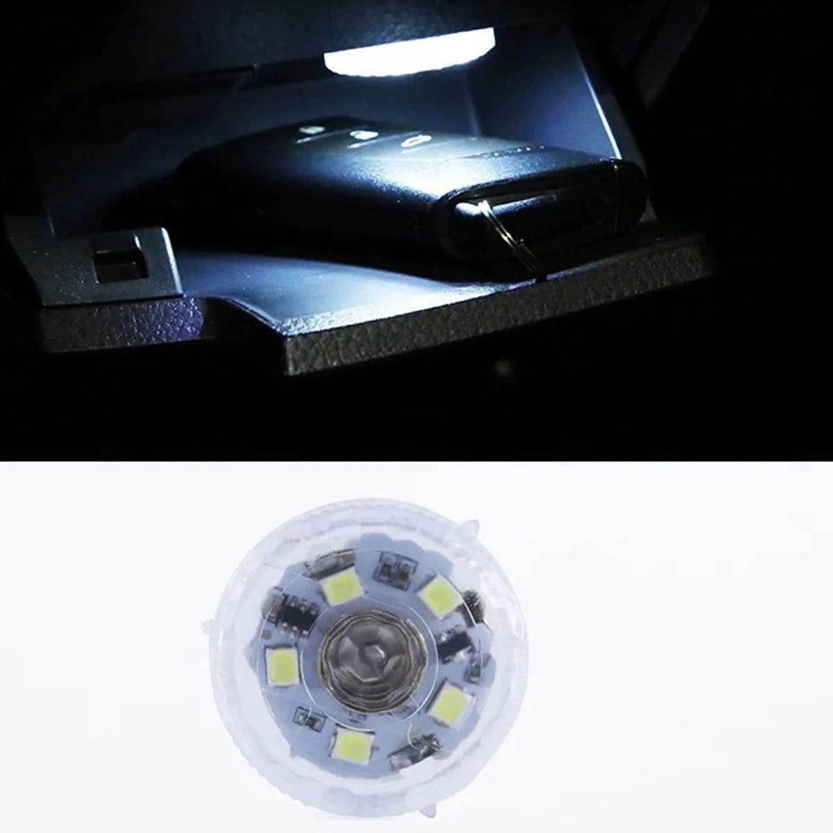 Car interior touch atmosphere light with PCB, showing white, ice blue, purple colour options for cabin use.