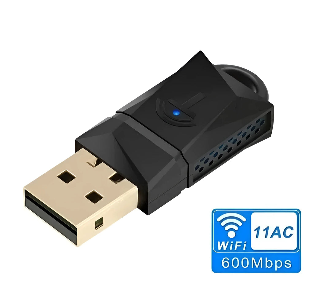 Rocketek WL3AT black USB wireless network card providing 600Mbps Ethernet connectivity for a laptop