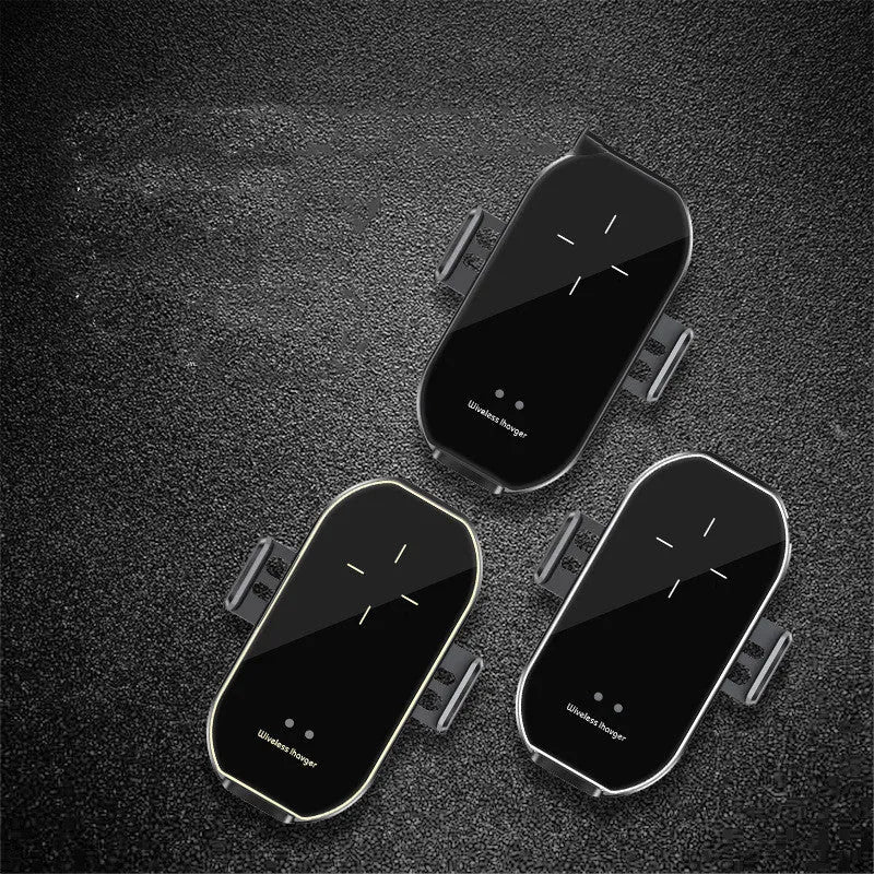 Magic Clip A7 car wireless charging mobile phone holder with black frame mounted on dashboard