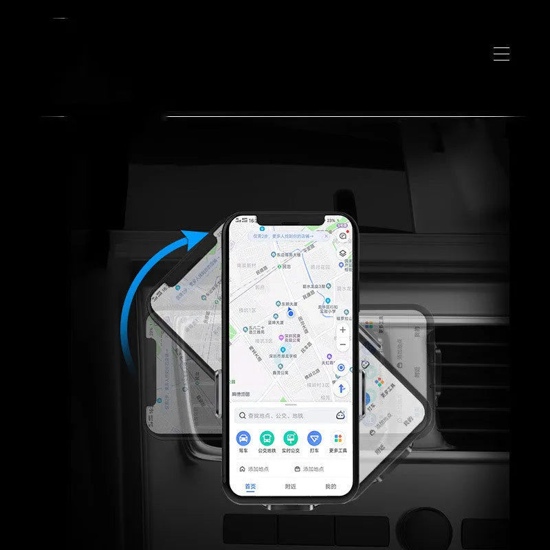 Magic Clip A7 car wireless charging mobile phone holder with black frame mounted on dashboard