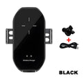 Magic Clip A7 car wireless charging mobile phone holder with black frame mounted on dashboard