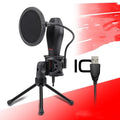 Wired live singing bar microphone in black for recording and gaming with USB connection