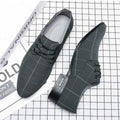 Men's black canvas dress shoes low top with leather-like finish size 38-48