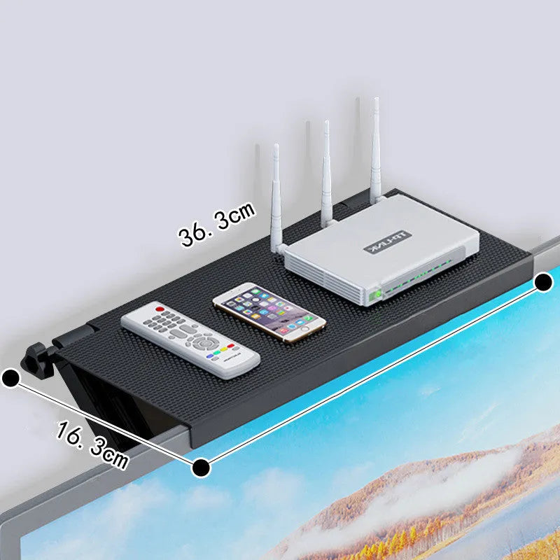 Plastic TV set-top box and router storage rack with cable management holes