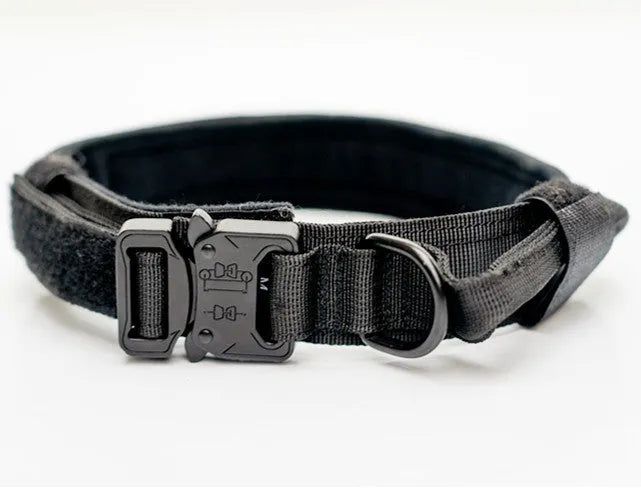 Nylon dog collar in khaki for large medium dogs with metal buckle and D-ring