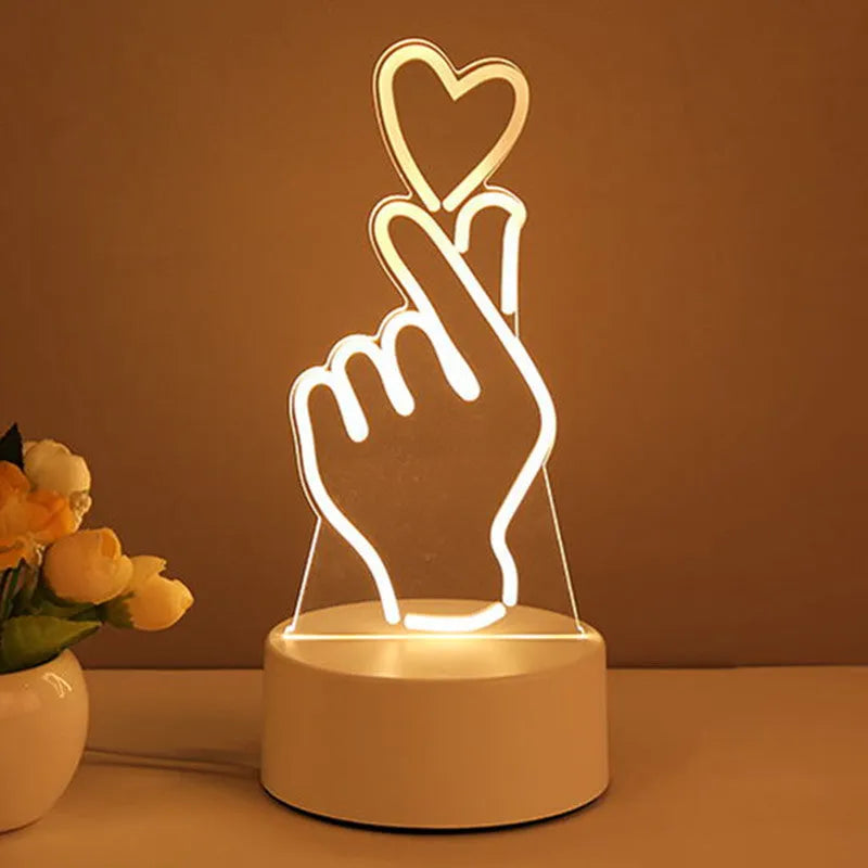 3D acrylic USB LED night light with warm white illumination and transparent panel
