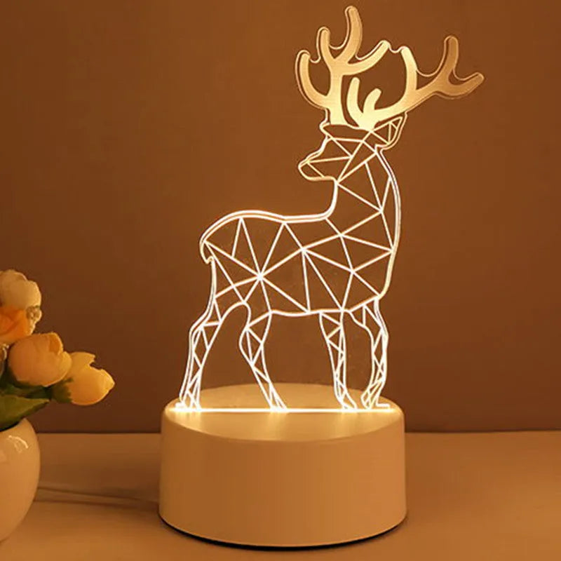 3D acrylic USB LED night light with warm white illumination and transparent panel
