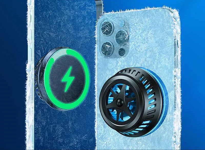 Black compatible cooling stand for iPhone 12 series with liquid radiator and small fan