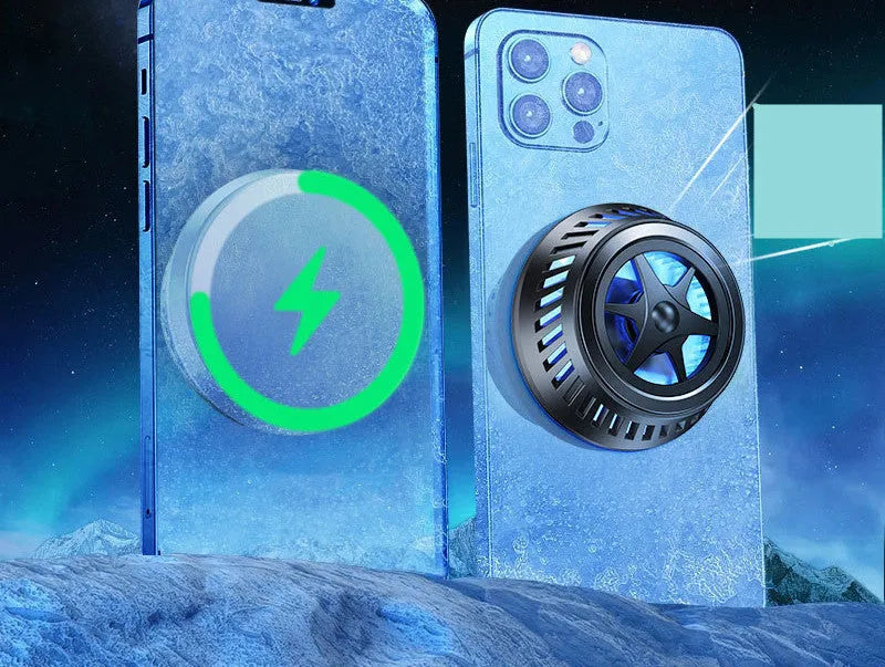 Black compatible cooling stand for iPhone 12 series with liquid radiator and small fan