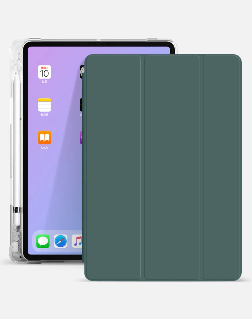 iPad protective cover in black imitation leather and TPU with pen slot for iPad 10.2 Air 4 Mini 5