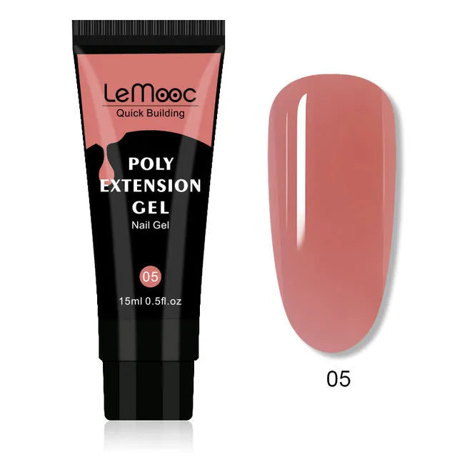 Quick Builder Poly UV Gel Nail Wash 20ml bottle with brush, clear liquid for tack-free finish