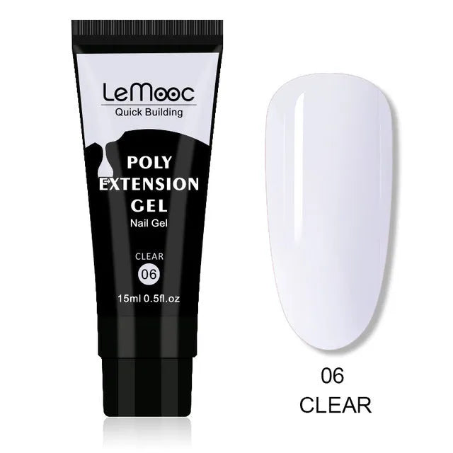 Quick Builder Poly UV Gel Nail Wash 20ml bottle with brush, clear liquid for tack-free finish