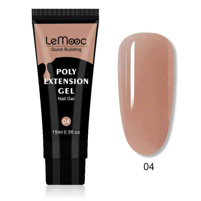 Quick Builder Poly UV Gel Nail Wash 20ml bottle with brush, clear liquid for tack-free finish