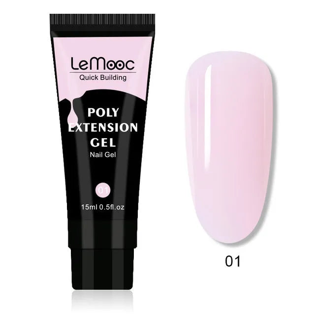 Quick Builder Poly UV Gel Nail Wash 20ml bottle with brush, clear liquid for tack-free finish