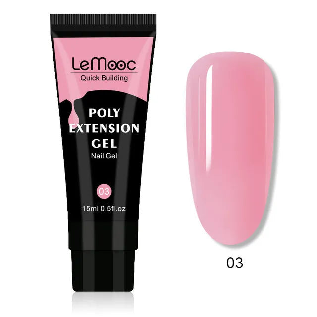 Quick Builder Poly UV Gel Nail Wash 20ml bottle with brush, clear liquid for tack-free finish