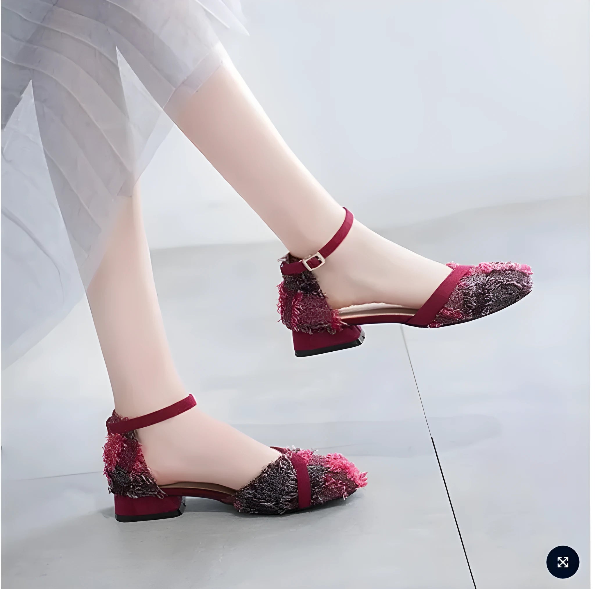 Women's apricot suede D'Orsay flat shoes with an ankle strap and a low heel.