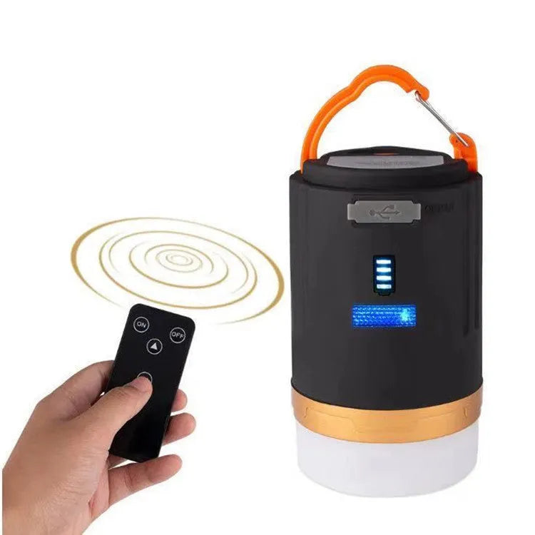 Black emergency camping light with remote control for outdoor camping and fishing activities