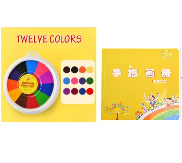 16cm non-toxic finger print mud inkpad kit with picture albums for children's educational crafts