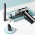 Wireless handheld car vacuum cleaner in black colour showing compact design for vehicle interior cleaning