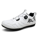 Unisex cycling shoes with rubber sole and microfiber fabric upper in black, available in sizes 36 to 44