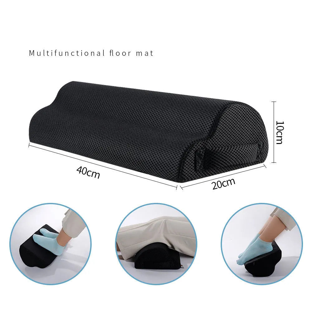 Black semi-circular memory foam foot rest pillow 40x20x10cm for office desk use