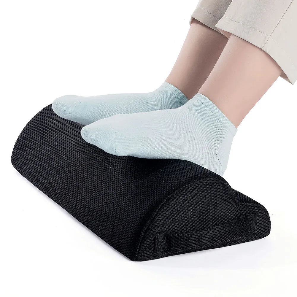Black semi-circular memory foam foot rest pillow 40x20x10cm for office desk use