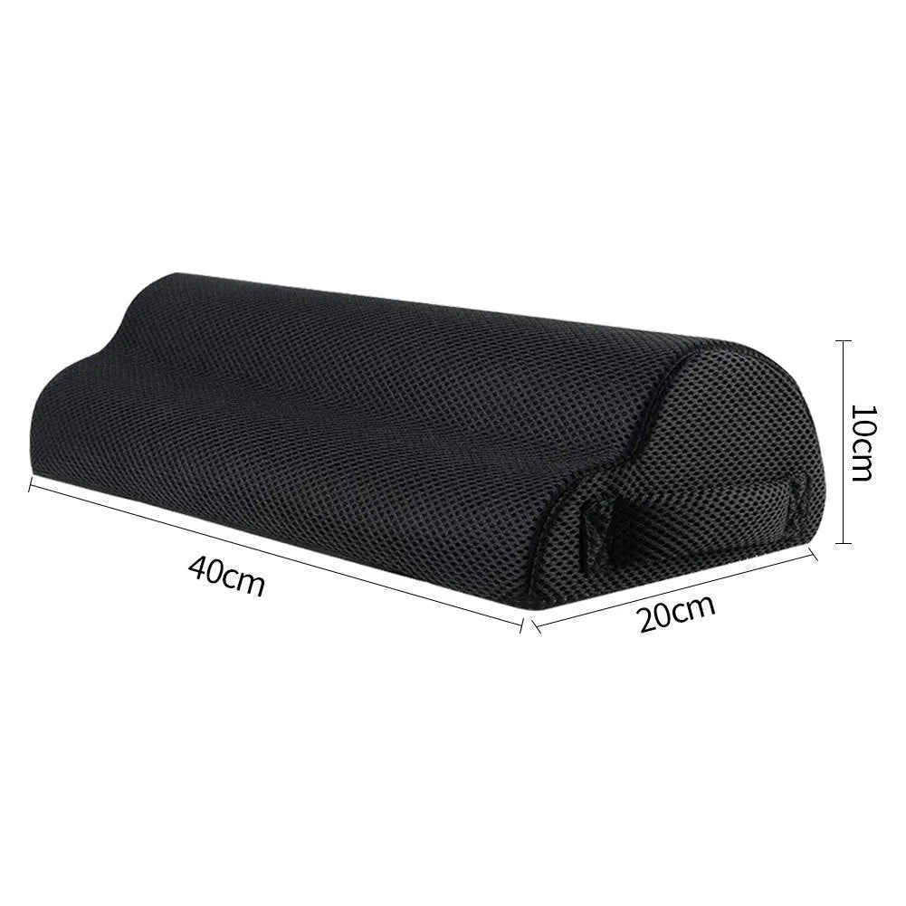 Black semi-circular memory foam foot rest pillow 40x20x10cm for office desk use