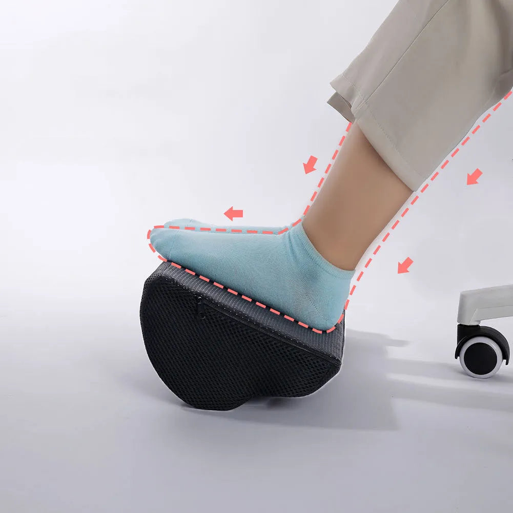 Black semi-circular memory foam foot rest pillow 40x20x10cm for office desk use