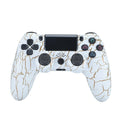 PS4 wired controller in various colours with USB cable connected